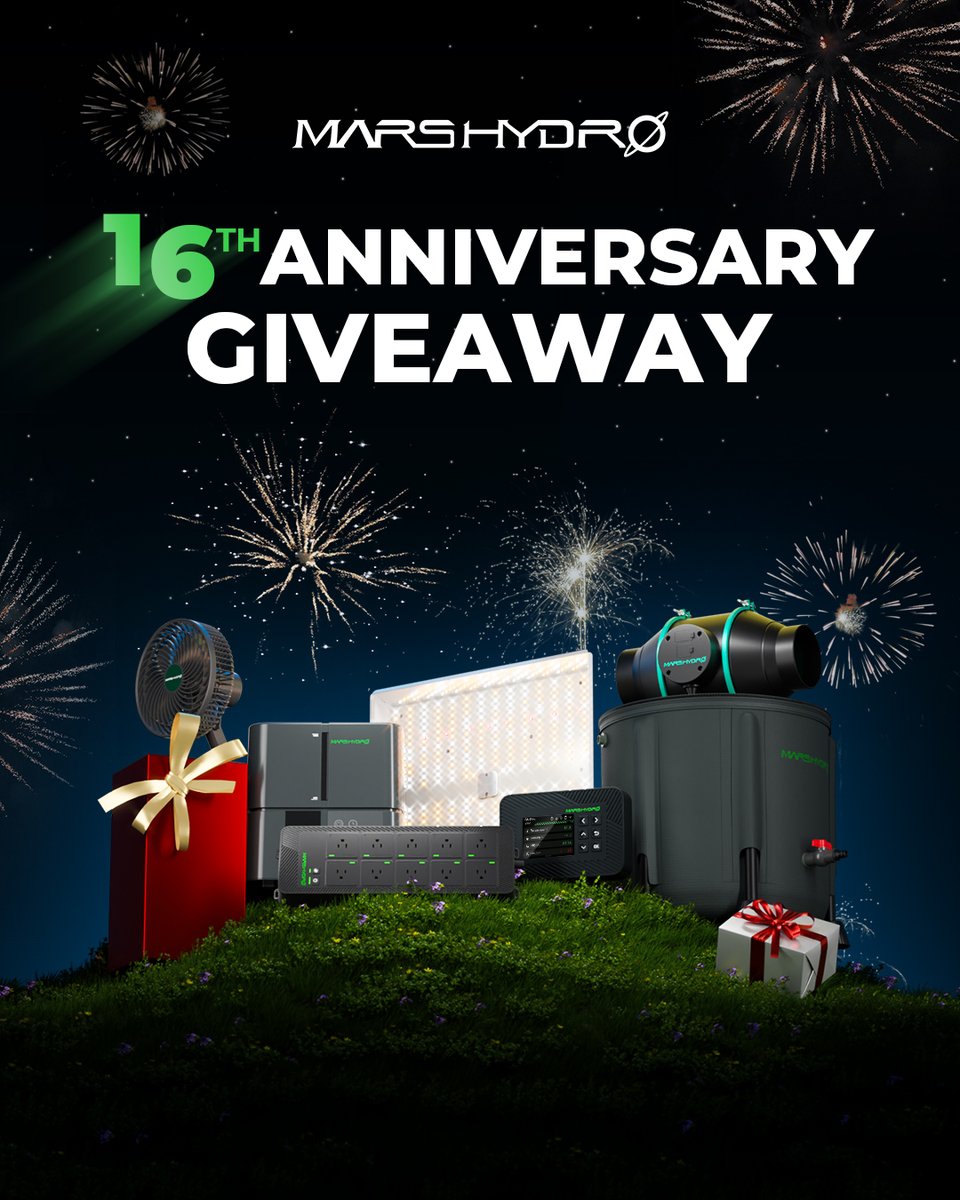 Marshydro lighting (@marshydrolight) on Twitter photo 🎉Now it’s time to celebrate Mars Hydro 16th Anniversary🎉
The lucky winner gets to pick ONE product you want from the photo 👇
⬆️ Follow us <a href="/MarsHydroLight/">Marshydro lighting</a>
💚 Like & RT
💬 Tag 2 growers and share how long you’ve known Mars Hydro using #marshydro16th
⏳Ends on Aug 24th 🎉Now it’s time to celebrate Mars Hydro 16th Anniversary🎉
The lucky winner gets to pick ONE product you want from the photo 👇
⬆️ Follow us <a href="/MarsHydroLight/">Marshydro lighting</a>
💚 Like & RT
💬 Tag 2 growers and share how long you’ve known Mars Hydro using #marshydro16th
⏳Ends on Aug 24th