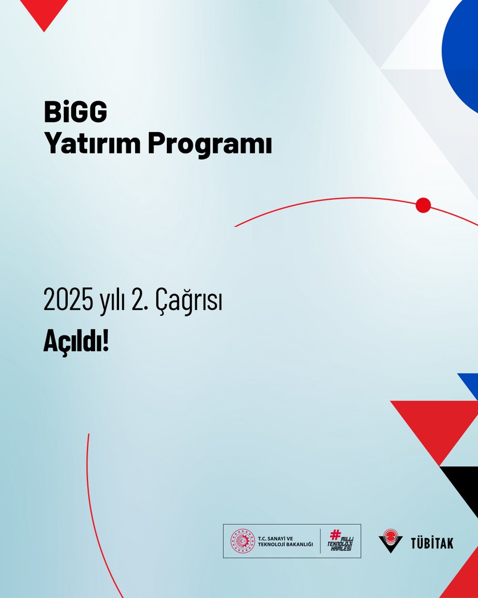 📢 Türkiye'nin ilk yatırım tabanlı girişimcilik destek programı olan BiGG Yatırım Programının 2025 yılı 2. çağrısı açıldı!

💼 İş fikri başvuruları, 1⃣4⃣9⃣ Uygulayıcı Kuruluş tarafından alınacak.

👥Çağrı kapsamında girişimcilere Uygulayıcı Kuruluşlar tarafından hızlandırıcı