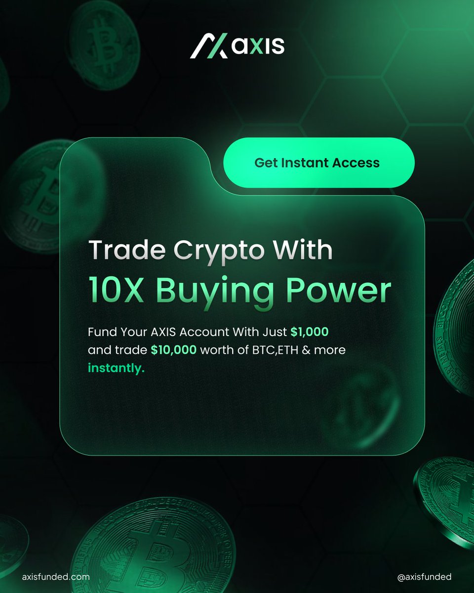 AxisFunded's tweet image. Turn $1K into $10K of Crypto Buying Power

Fund your AXIS account with just $1,000 and start trading $10,000 worth of BTC, ETH &amp;amp; more — instantly.

💡 Perfect for traders who want:
✅ Bigger positions with less capital
✅ Instant access to live markets
✅ The freedom to scale…