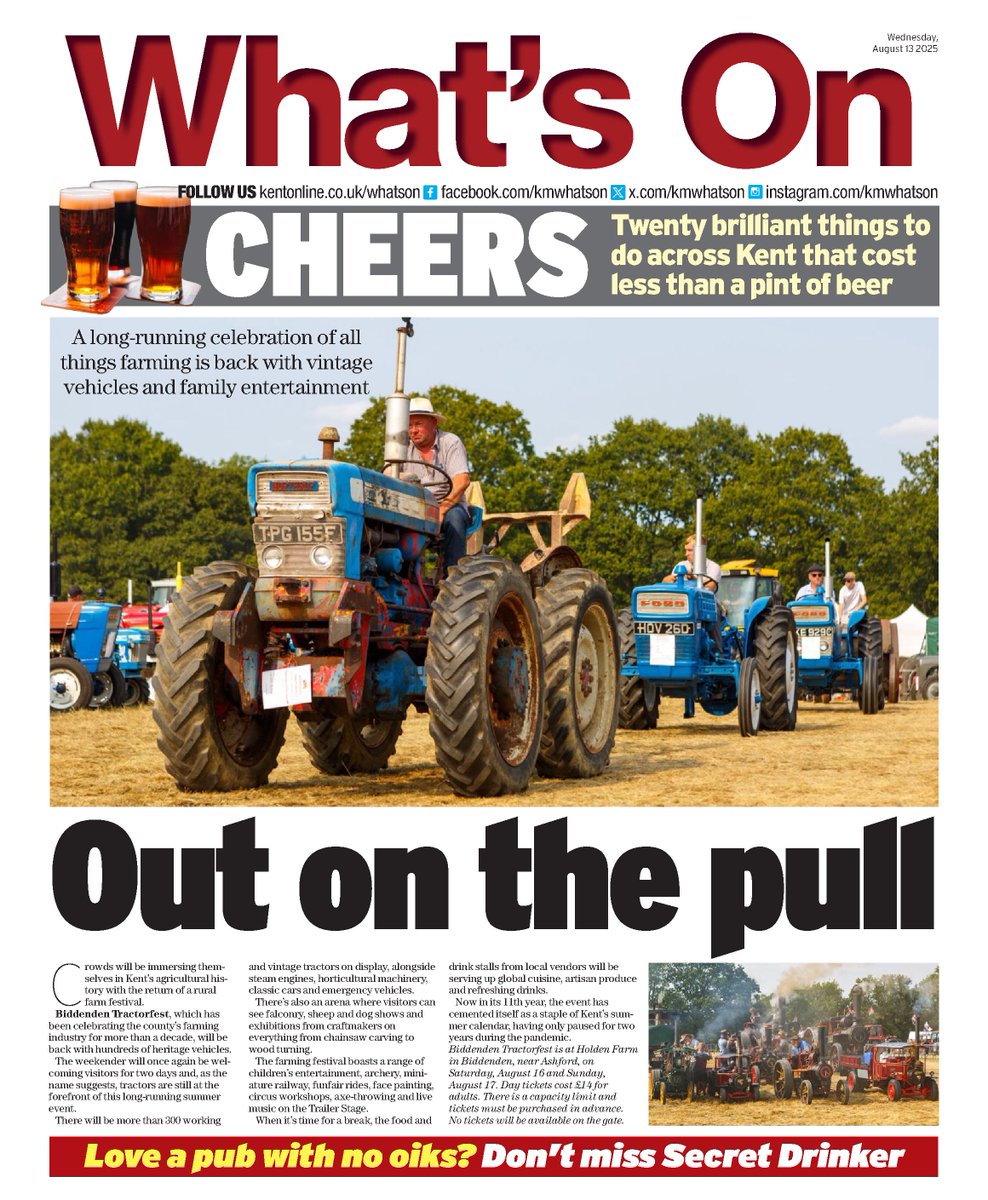 Looking for things to do this week? Pick up a copy of What's On for...

Family festivals 👨‍👩‍👦
Budget days out ☀️
Outdoor music and cinema 🎶

Plus Secret Drinker, puzzles, recipes and more, all inside your local KM paper!