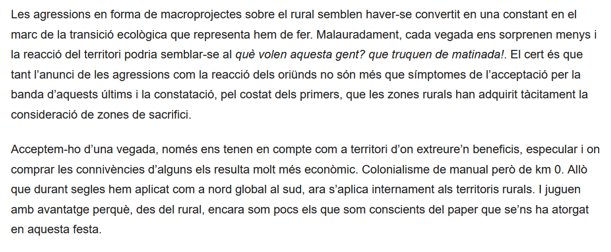 No a la MAT Comarques de Castelló (@nomatccastello) on Twitter photo 🔍Article molt interessant de Jordi Marín, del <a href="/CEstudisPorts/">C.E. dels Ports</a>, sobre els despropòsits que estan plantejant multinacionals i fons d'inversió a la comarca del Maestrazgo i el cinisme i la doble vara de mesurar per part dels alcaldes dels municipis afectats👇
jordimarin.cat/un-desproposit… 🔍Article molt interessant de Jordi Marín, del <a href="/CEstudisPorts/">C.E. dels Ports</a>, sobre els despropòsits que estan plantejant multinacionals i fons d'inversió a la comarca del Maestrazgo i el cinisme i la doble vara de mesurar per part dels alcaldes dels municipis afectats👇
jordimarin.cat/un-desproposit…