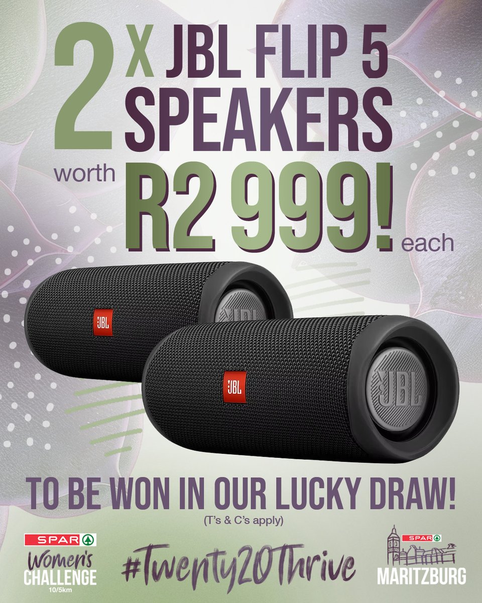 🔊📣🌟 Please stay after the Challenge as we have some amazing give-aways in our Lucky draw. (T's &amp; C's Apply) - These prizes are for female participants only.
First up - 2 JBL speakers worth R2 999 - could be yours!
#MyKZNMySPAR, #HeartoftheCommunity, #SuperLocal