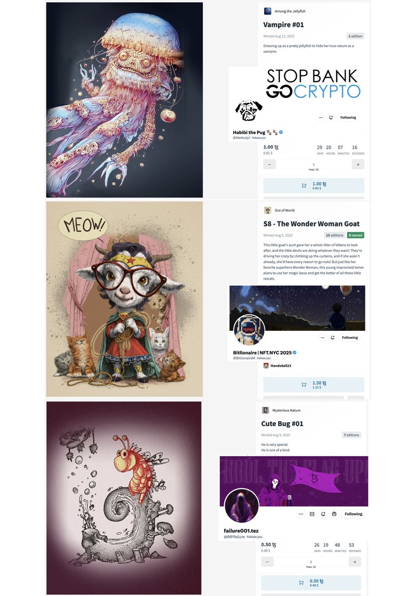 Handsdall23 ๐ซ๐ท (@handsdall) on Twitter photo ๐๐ SOLD!! ๐๐
O.M.G!! What surprises on this morning!! ๐๐ฅณ
A great Thank you to <a href="/Mettody1/">Habibi the Pug ๐พ๐พ</a> for collecting the first edition of the Vampire #01! ๐
A warm Thank you to <a href="/BitlionaireM/">Bitlionaire | NFT.NYC 2025</a> for adopting The Wonder Woman Goat! ๐
A huge thank you to <a href="/001failure/">failure001.tez</a> for collecting an ๐๐ SOLD!! ๐๐
O.M.G!! What surprises on this morning!! ๐๐ฅณ
A great Thank you to <a href="/Mettody1/">Habibi the Pug ๐พ๐พ</a> for collecting the first edition of the Vampire #01! ๐
A warm Thank you to <a href="/BitlionaireM/">Bitlionaire | NFT.NYC 2025</a> for adopting The Wonder Woman Goat! ๐
A huge thank you to <a href="/001failure/">failure001.tez</a> for collecting an