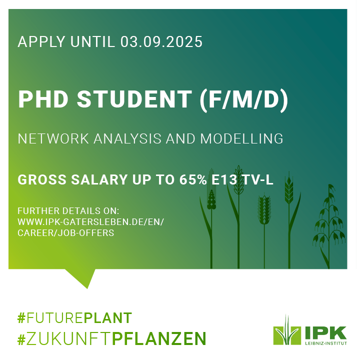 LeibnizIPK's tweet photo. We use machine learning to investigate how genetic variation shapes gene regulation, protein function, and, ultimately, observable plant traits. And we are seeking a PhD student to join a DFG-funded international project. Interested?

➡️Read more:  https://t.co/xetbQIJHt3 https://t.co/zfwkDdOqjr