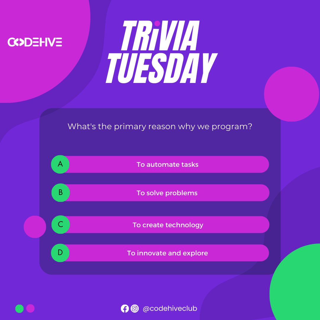 CodehiveClub's tweet image. Hey all you tech savvy. Welcome to Trivia Tuesday! Let&apos;s see how many of us can get this right. 
#Codehiveclub #triviatuesday #STEM #techforall