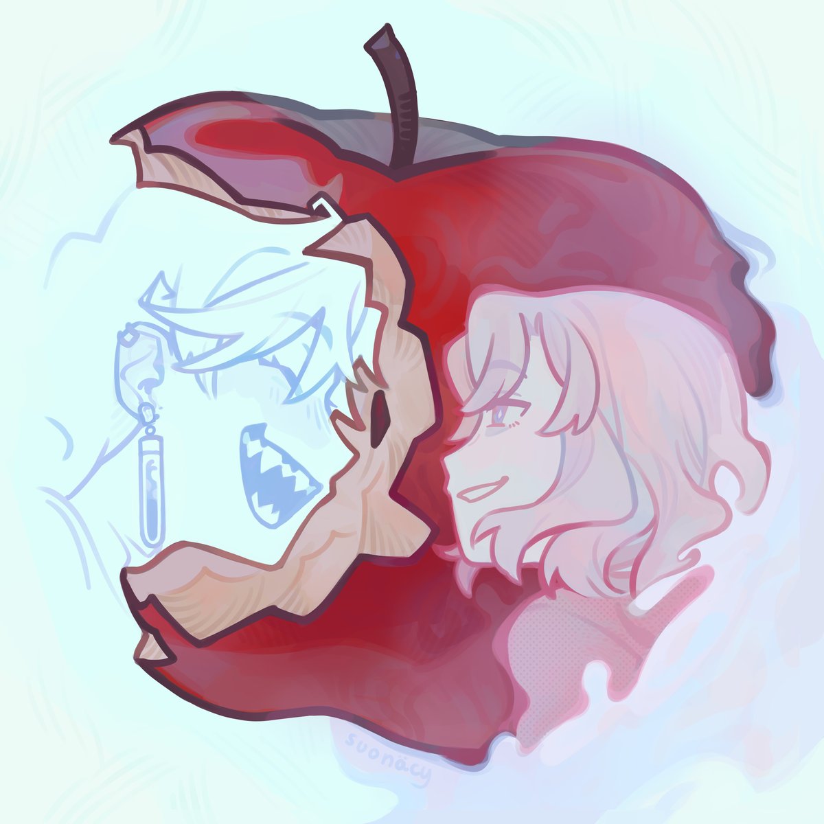 #appletrend! (featuring Fran's cursed hair strands)
最近のりんごトレンド（フランのアホ毛をフィーチャー）
(Fran &amp; Romana - #OC)