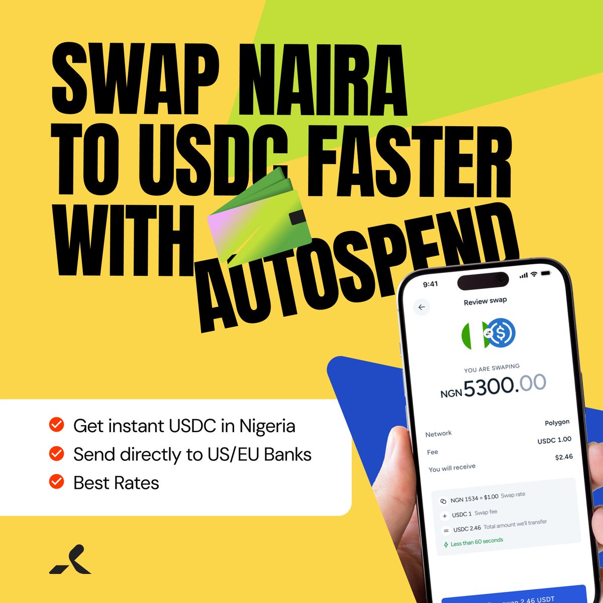 Swap Naira to USDC faster with <a href="/autospend/">Autospend</a> 

Send directly to US/EU banks at the best rates.

Learn more at autospend.ai