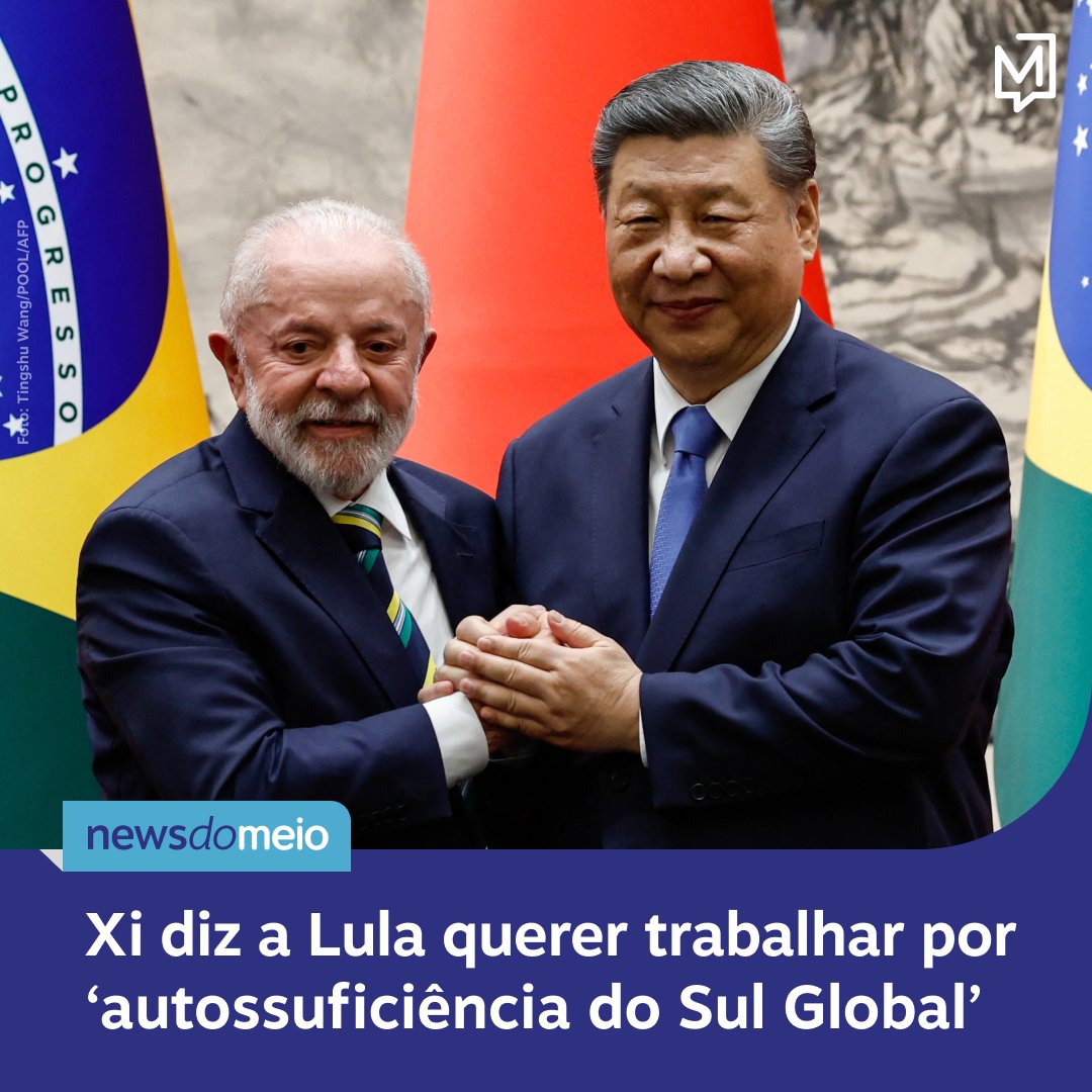 Meio (@canalmeio) on Twitter photo Presidente chinês falou por cerca de uma hora com Lula e deu apoio ao brasileiro na defesa da soberania nacional. Fernando Haddad diz que ação de Eduardo Bolsonaro levou secretário do Tesouro dos EUA a desmarcar reunião. Depois de vídeo do youtuber Felca, Congresso deve pautar Presidente chinês falou por cerca de uma hora com Lula e deu apoio ao brasileiro na defesa da soberania nacional. Fernando Haddad diz que ação de Eduardo Bolsonaro levou secretário do Tesouro dos EUA a desmarcar reunião. Depois de vídeo do youtuber Felca, Congresso deve pautar