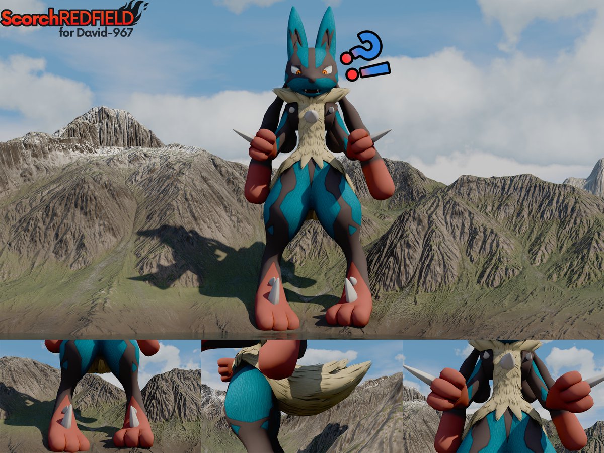 While resting near a lake by the mountains, Sirius suddenly goes through a MEGA evolution, which triggers size size-shifting abilities. Now he's as tall as a mountain, making him a true MEGA Lucario!

Made for David-967
