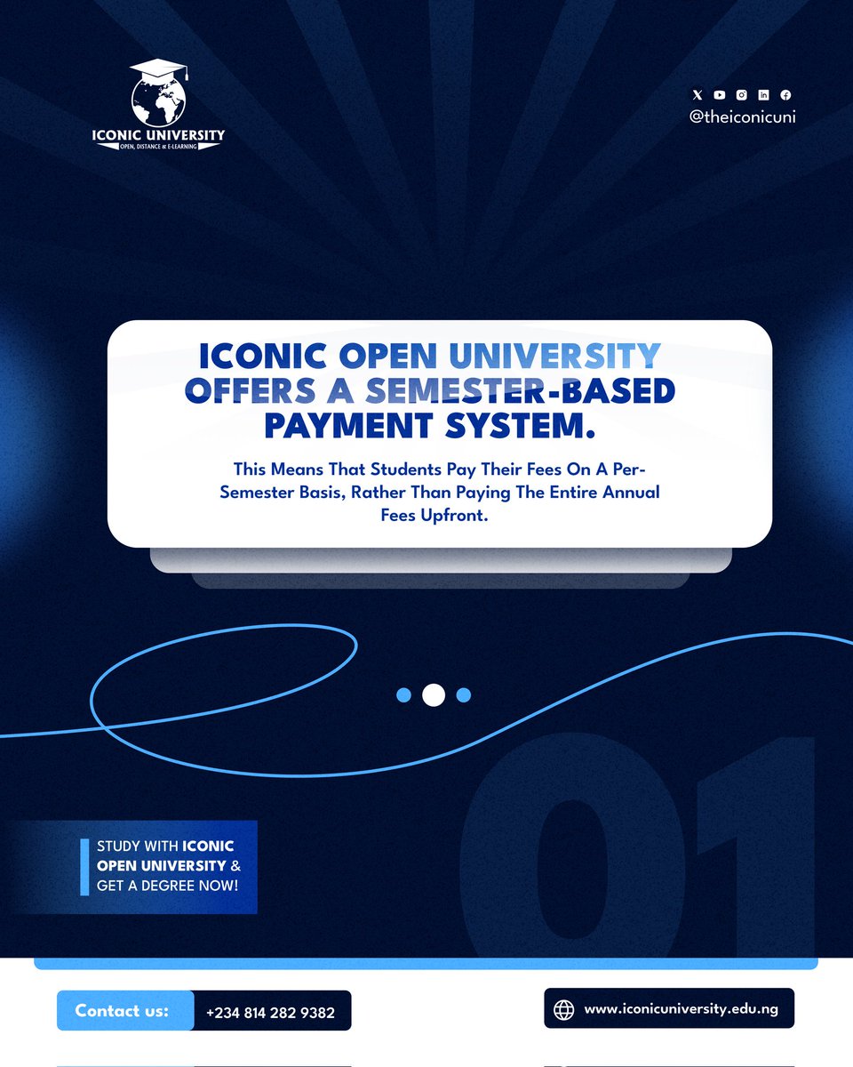 TheIconicUni's tweet image. When it comes to fees payment, Iconic University offers a semester-based payment system, allowing students to manage their finances effectively and pay their fees in installments throughout the year.

#Iconicuniversity #Openuniversity #openlearning #FlexibleLearning
