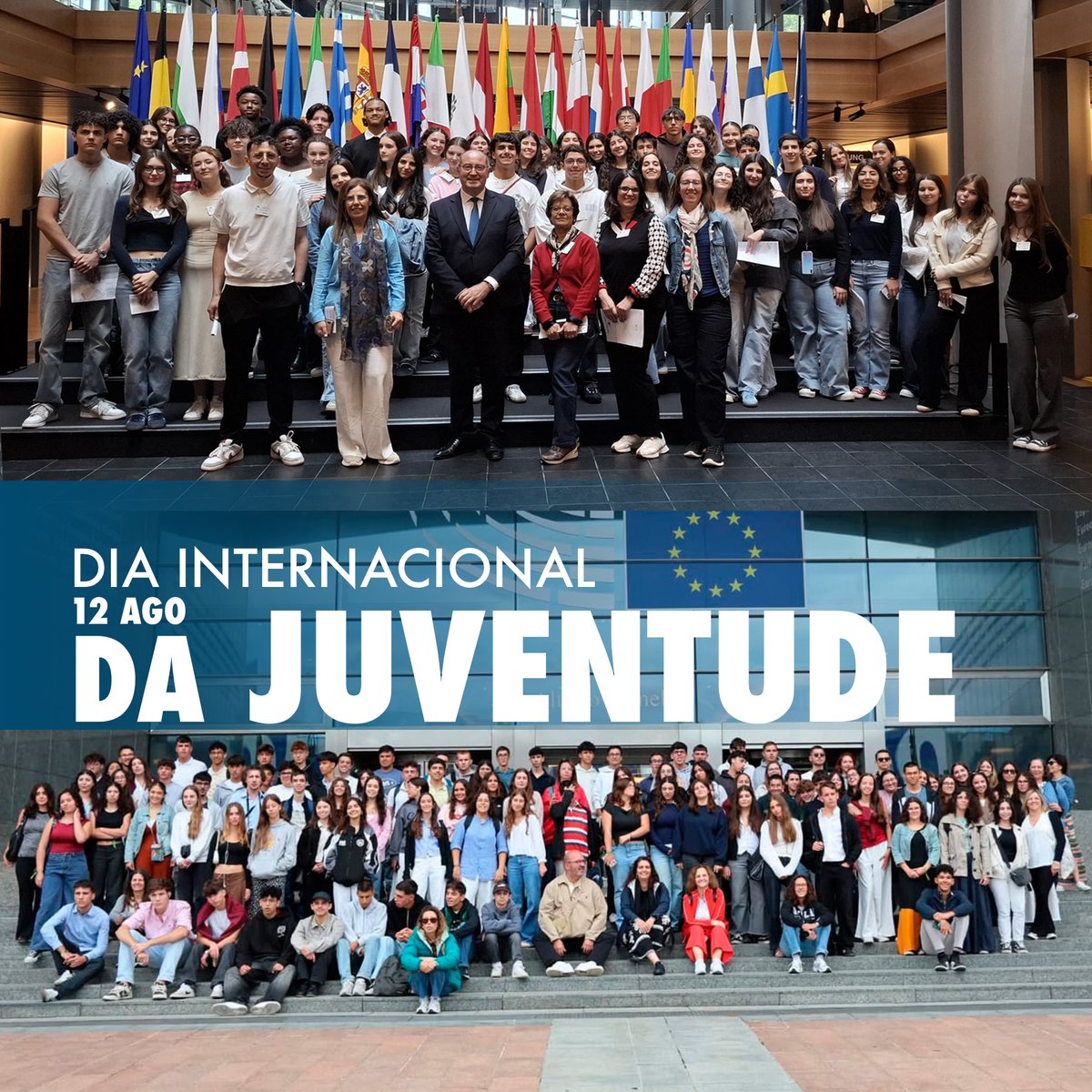 🟠🔵No Dia Internacional da Juventude, comemoramos o papel fundamental que os jovens desempenham na construção do futuro da Europa. A juventude é um motor de mudanças sociais, culturais e económicas, trazendo novas ideias e perspectivas que transformam a nossa sociedade.