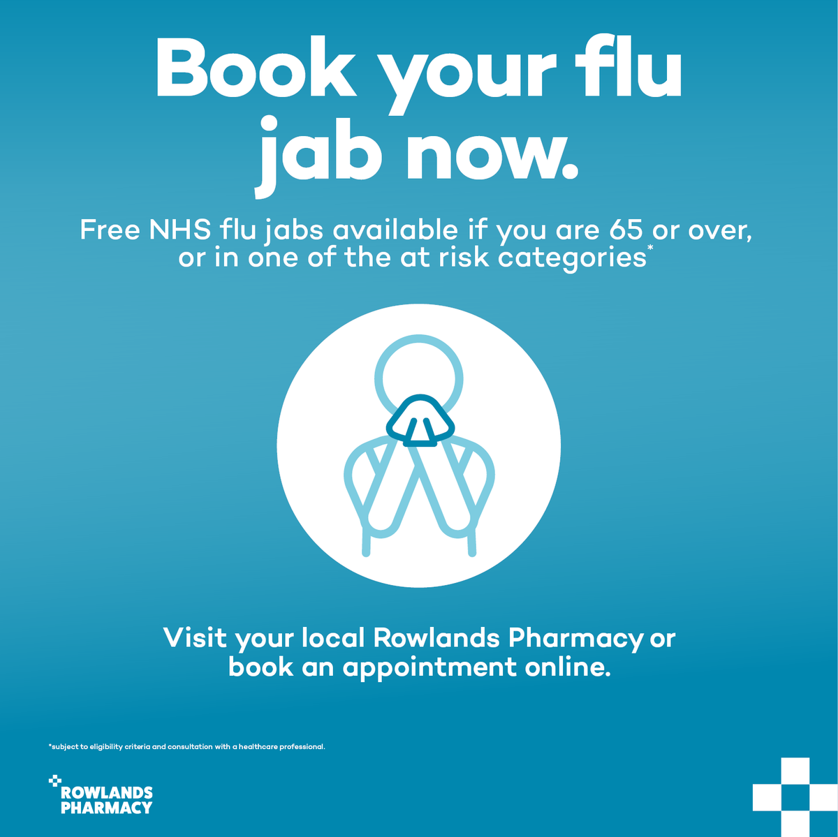 It's never too early to start thinking about the flu season and protecting you and your family.

Flu is highly contagious and can spread easily from person to person.

Book an appointment for your flu jab with Rowlands today: rowlandspharmacy.co.uk/flu-vaccination