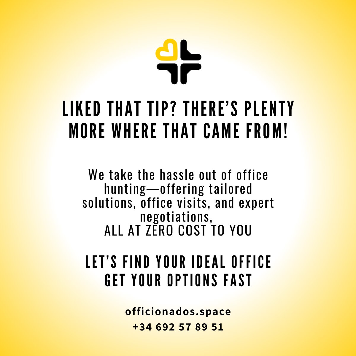 Officionados's tweet photo. Tip of the Week 🗺️
A well-located office =
✅ Happier teams
✅ Impressed clients
✅ Better business

Make it easy to reach—then watch everything run smoother.
We’ll help you find the right space, for free.
#Barcelona #Officionados #TipOfTheWeek https://t.co/H7bZbxcFeE