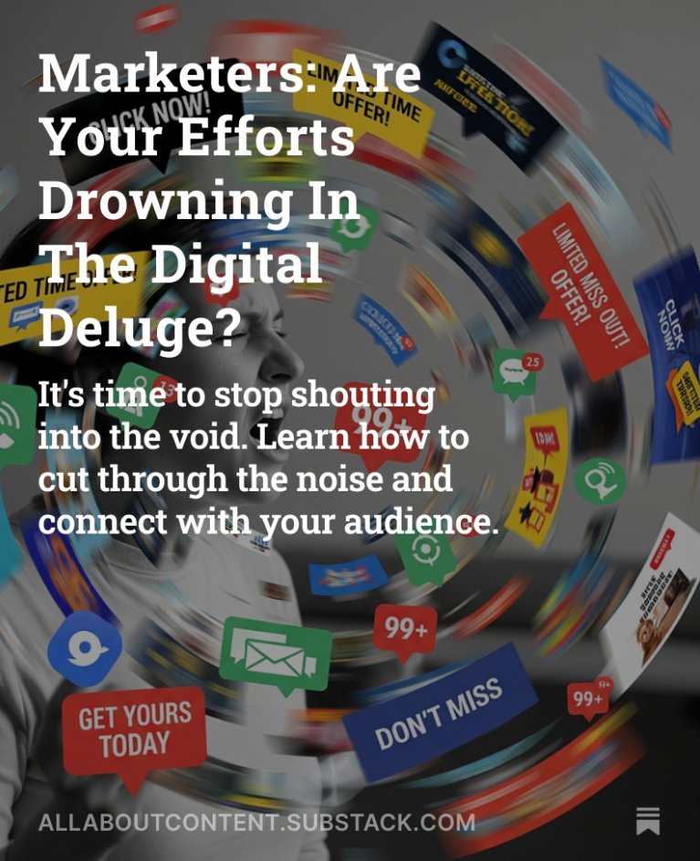 synopsisreal's tweet image. More noise, little attention. Digital marketers, admen, and content creators have less than 8 seconds to grab their target audience&apos;s attention. So what do today’s digital marketers do to tackle this?
allaboutcontent.substack.com/p/marketers-ar…
#contentcreation #digitalmarketing #allaboutcontent