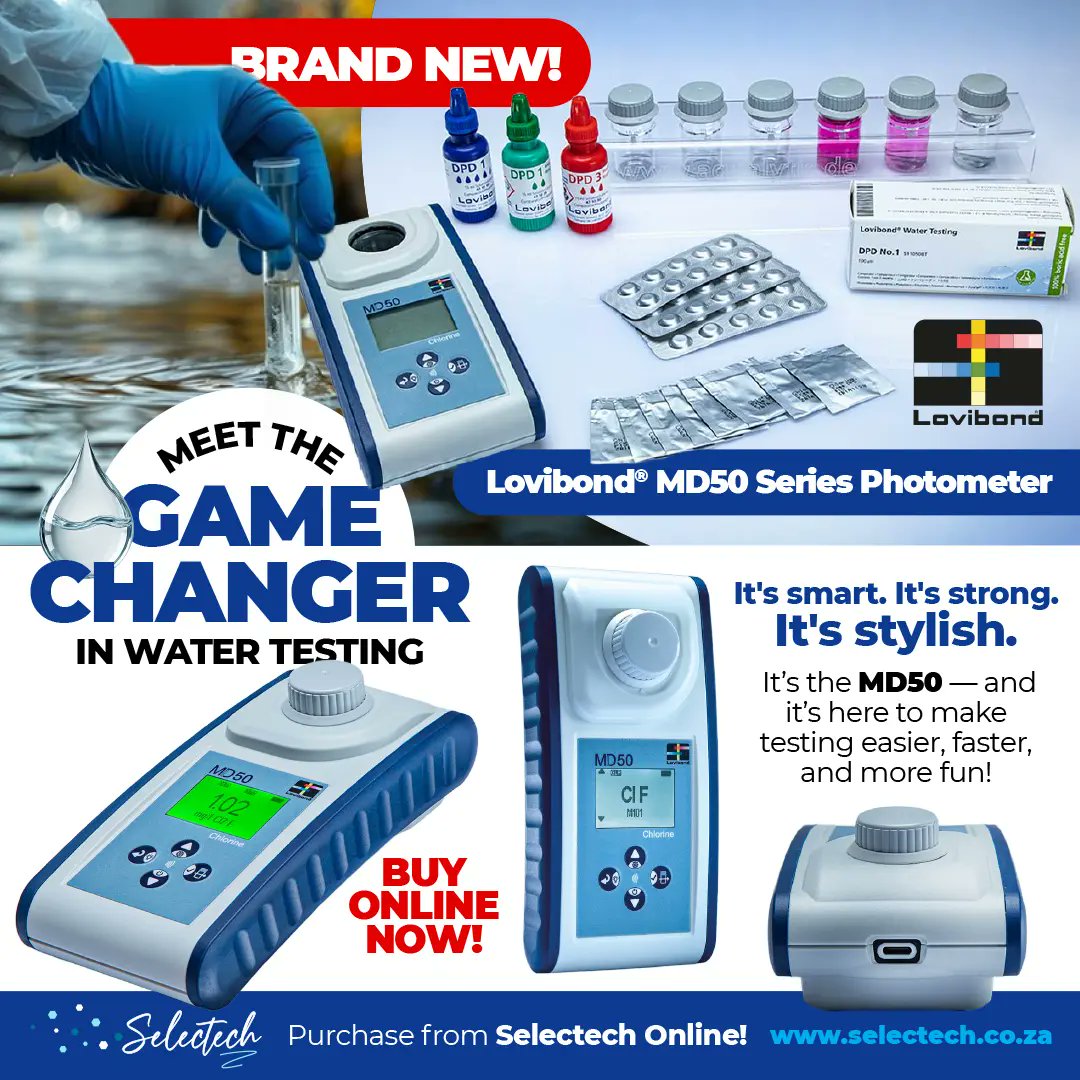 SelectechZA's tweet image. 🎉 Say hello to the game-changer in water testing – the brand new MD50 Series Photometer! 🎉

💧 Tough, smart, and built to impress — the MD50 is ready to shake things up in the lab and in the field! PURCHASE HERE! selectech.co.za/products/lovib…