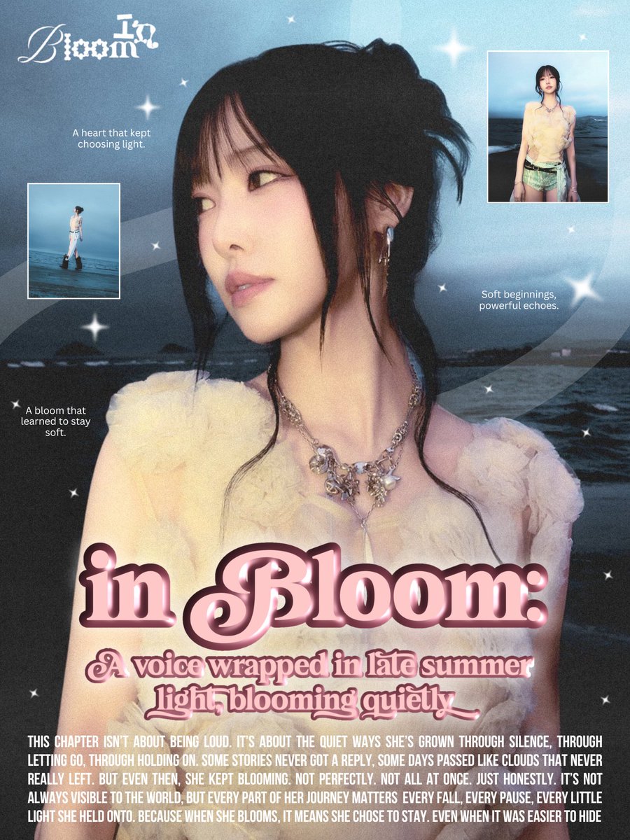 ㅤ
The air turns lighter now, still warm yet brushed with the faint salt of the sea. 🫧 Where endings drift into beginnings. 𝗶𝗻 𝗕𝗹𝗼𝗼𝗺: A Voice Wrapped In Late Summer Light, Blooming Quietly. And here it comes, the first rush of 𝖾͟𝗎͟𝗉͟𝗁͟𝗈͟𝗋͟𝗂͟𝖺. ⋆｡☁︎｡⋆ﾟ☾
ㅤ