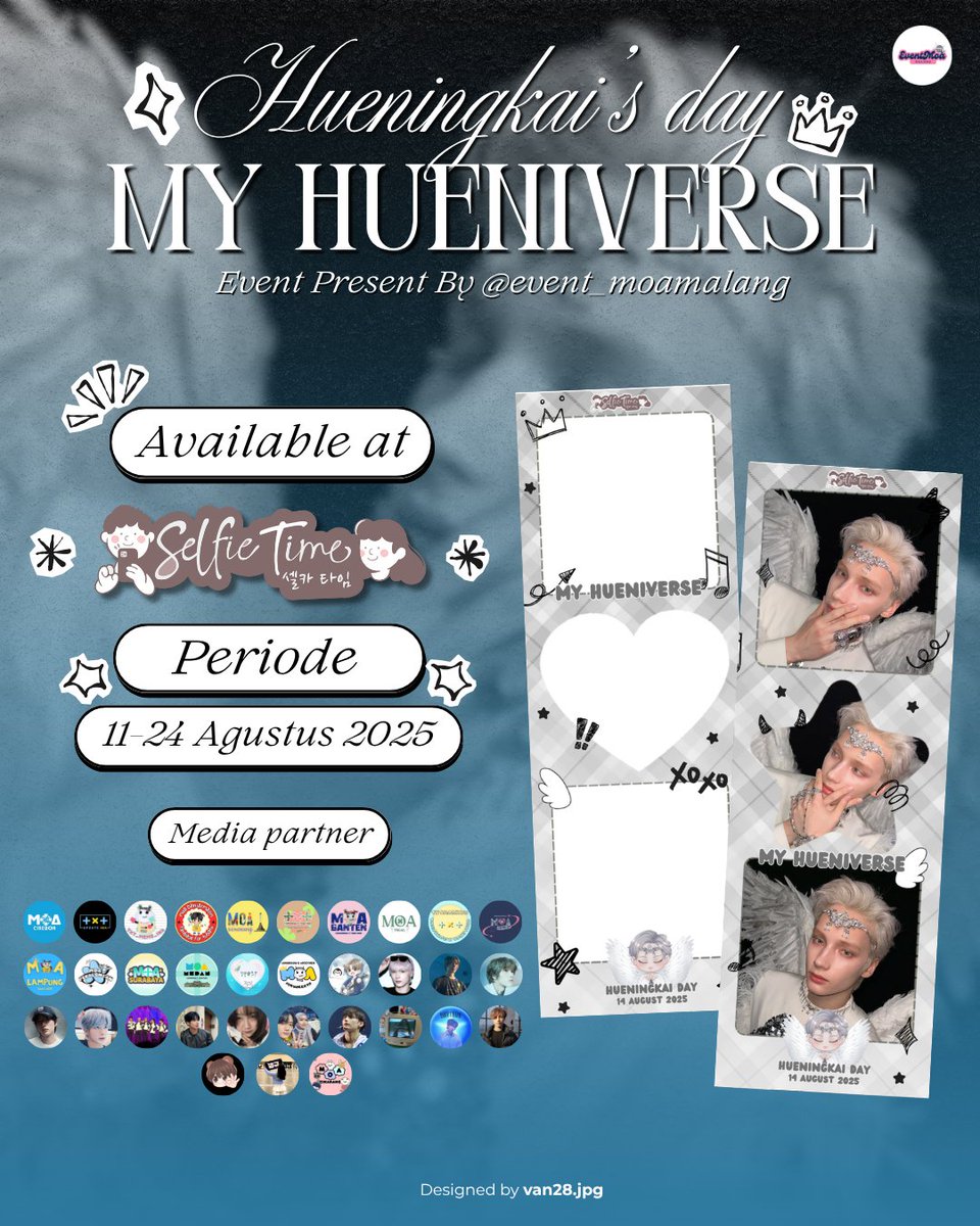 Jadi mau ajak siapa untuk merayakan Hueningkai’s Day pakai frame #MYHUENIVERSE dari <a href="/soobjunforever/">࣪☆mora (fan account)</a> <a href="/event_moamalang/">Event Moa Malang 🎪</a>? 🪽✨

🗓️ 11-24 Agustus 2025
📍 semua store Selfie Time

Catat tanggalnya yaa dan jangan sampai kelewatan eventnya, Sobat Selfie!  🫶

#SelfieTime #Hueningkai #TXT