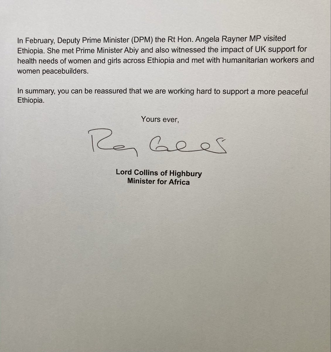 DavidAltonHL's tweet photo. Tigray - Africa Minister @Lord_Collins responds to my letter highlighting reports of mass rape, forced pregnancy and sexual torture in Tigray that amount to crimes against humanity. Words, money, committees but impunity reigns . Exposes bankrupt U.K. policy on defining genocide & bringing perpetrators to justice @ShabanaMahmood  @attorneygeneral @Keir_Starmer @rowenakahsay - Shocking Guardian report with graphic and distressing testimony and images: https://t.co/OUMMzWNkR6