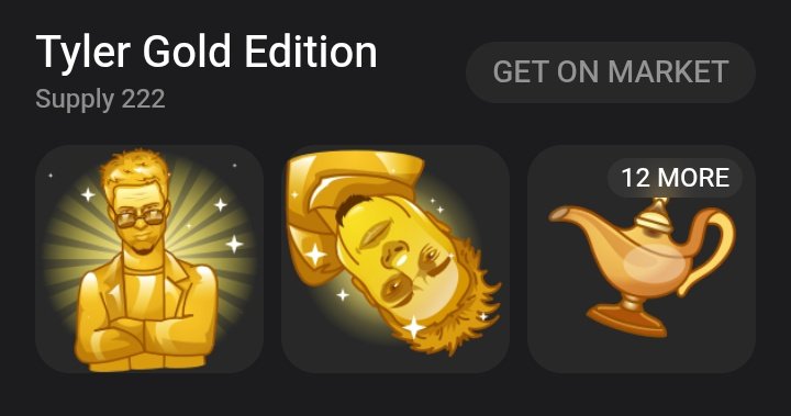 UQ Micro💎 (@0x_micro) on Twitter photo BREAKING: “Tyler Gold Edition” sticker packs with a supply of 222 have been added to <a href="/stickers_tg/">Sticker Pack</a>! BREAKING: “Tyler Gold Edition” sticker packs with a supply of 222 have been added to <a href="/stickers_tg/">Sticker Pack</a>!