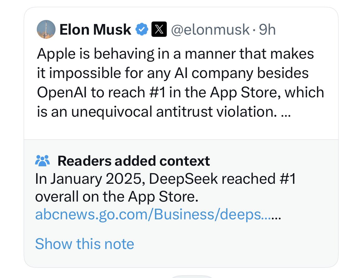 at least community notes are working well on x, even against <a href="/elonmusk/">Elon Musk</a> himself