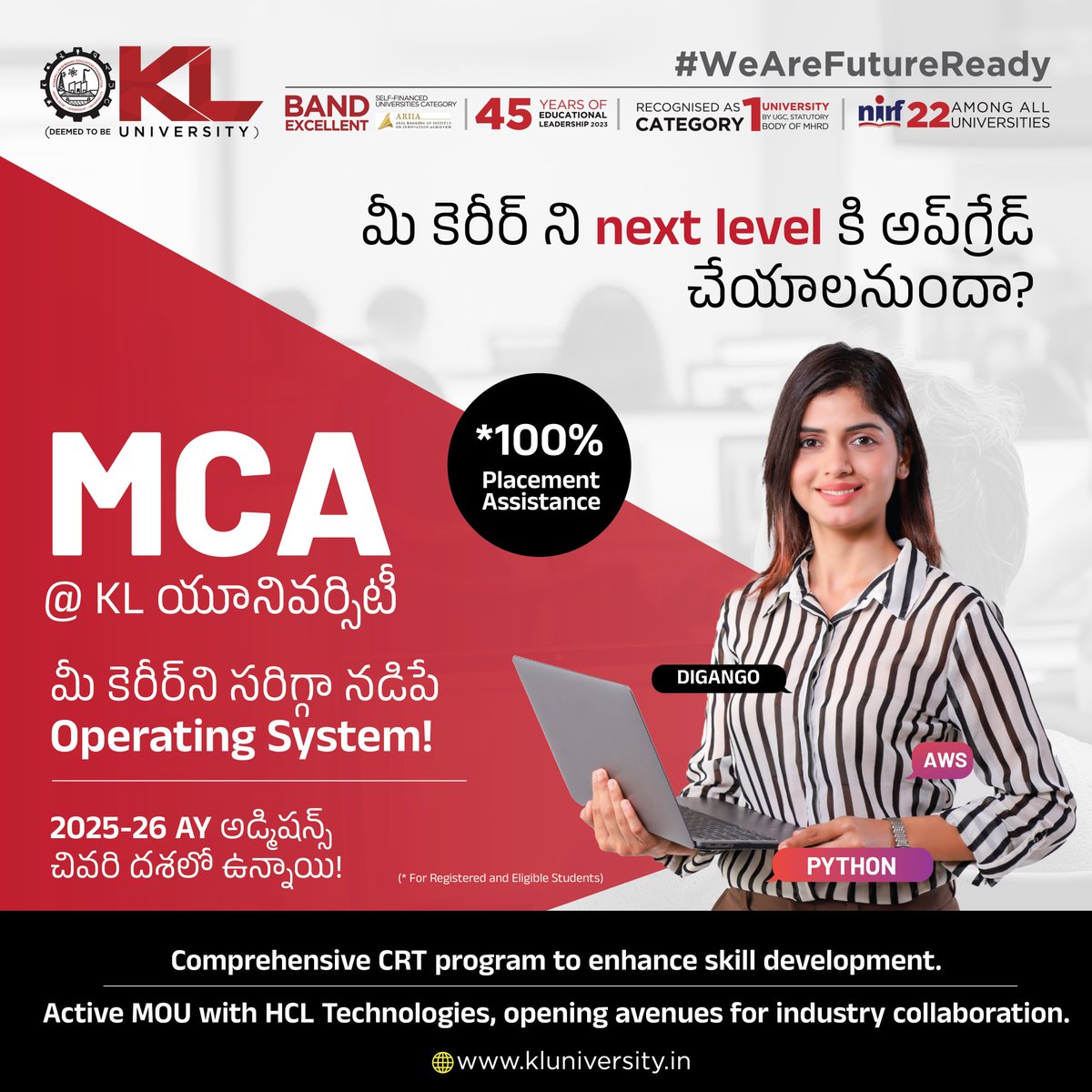 kluniversity's tweet image. Behind every seamless tech experience is an MCA graduate. At KL University, our MCA program equips you to create the technology the world depends on.

kluniversity.in/admissions-202…

#KLU #MCAStudents #SoftwareMasters #ITCareers #PostgraduateIT #FutureDevelopers #KLUniversity