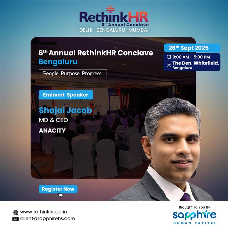 itsRethinkHR's tweet photo. We are delighted to welcome Shajai Jacob, MD &amp; CEO - ANACITY, as an eminent speaker at the 6th Annual #RethinkHR Conclave – #Bengaluru 

🔗Pay now to Secure your Spot
➡️https://t.co/Pm78BJTBCA
📅Date: 26th Sept Friday
📍The Den, Whitefield, Bengaluru

Contact Us: +91 9273253713 https://t.co/7dho5eB3ph