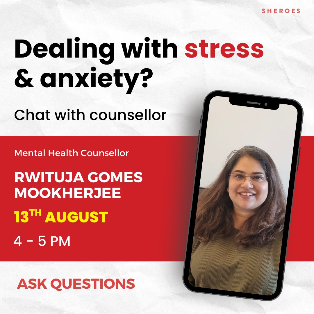 Some days, the mind feels like a tangled ball of thoughts. 
On 13th August, 4–5 PM, we’re opening a safe, warm space for you to breathe, share, and heal.
Join Mental Health Counsellor @rwitujagm  for an 
🔗shrs.me/xRrMQyFxLVb