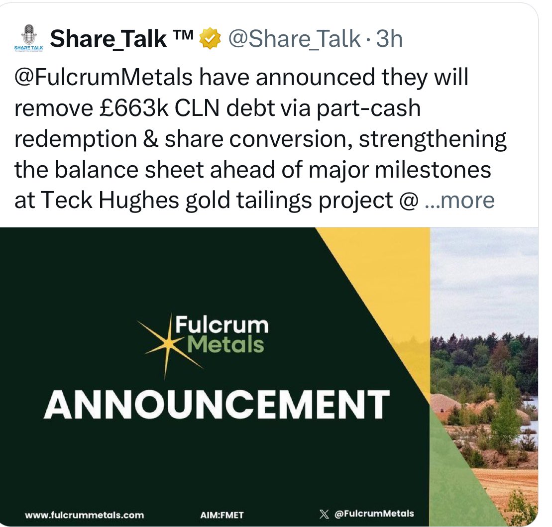 Ryan Mee (@1ryanmee) on Twitter photo The conversions are led by <a href="/FulcrumMetals/">Fulcrum Metals PLC</a> board with further significant investment of £216k + significant LTH = £430k in total. Commitment, you got it. Board now have invested over £800k in hard cash. Now to go after our next key milestones……onsite now #FMET The conversions are led by <a href="/FulcrumMetals/">Fulcrum Metals PLC</a> board with further significant investment of £216k + significant LTH = £430k in total. Commitment, you got it. Board now have invested over £800k in hard cash. Now to go after our next key milestones……onsite now #FMET