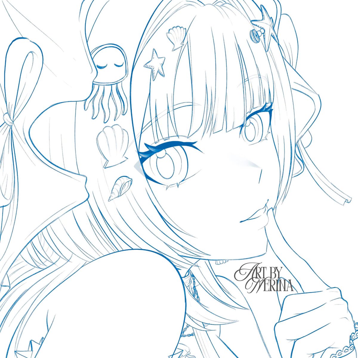 #wip working on my jellybaby girl 💭🪼 

who else loves THE HAIRCLIPS 🫵🏻#artmoots