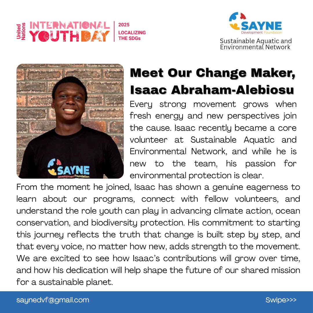 Saynefoundation's tweet photo. #sdgs #SDGs #InternationalYouthDay #InternationalYouthDay2025 #Sustainability #changemakers https://t.co/vCMEClfn71