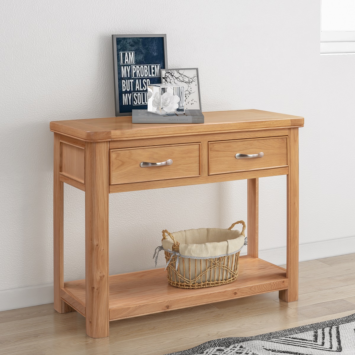 The #Essex Oak #ConsoleTable brings timeless elegance and practical storage to any #hallway, #livingroom, or dining space. 

🛒 oakfurnitureuk.com/essex-oak-cons…
-
-
-
#consoletables #halltables #halltable #hallwaytable #hallway #hallwayfurniture #hallwaystyling #entrywaytable  #entryway
