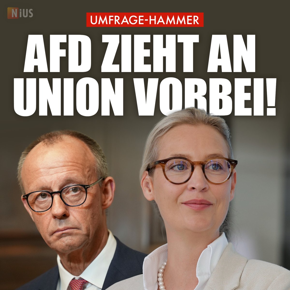 Laut der aktuellen Forsa-Umfrage (12. August) im Auftrag von RTL und n-tv käme die AfD bei einer Bundestagswahl derzeit auf 26 Prozent. Die Union verliert einen Punkt und erreicht 24 Prozent. nius.de/statistik/news…