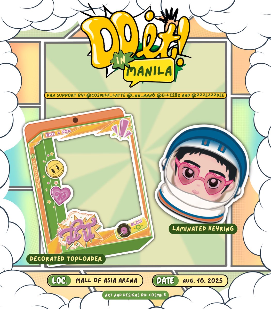 𝓭𝓸 𝓲𝓽! 𝓲𝓷 𝓶𝓪𝓷𝓲𝓵𝓪 𝓯𝓻𝓮𝓮𝓫𝓲𝓮𝓼 𓂃 ࣪⋆💿˚ ༘
by <a href="/cosmilk_latte/">⋆ ˚｡⋆ cosmilk</a> <a href="/_nn_nnn6/">✰Ξ✗০✰~we are one~⋆ ˚｡⋆୨୧˚</a> <a href="/Elle28x/">Hi! I’m EXO-ELLE. Nice to meet you! 🩶</a> <a href="/zzzezzzdee/">Dee ber months with exo ☽̶☾ (solo and group) 💥</a> 

💚strictly 1:1
🧡must show any kyungsoo/exo merch to claim
💚on-the-spot trades only!
🧡details tba on dday

#DOITinManila #DOITinMNL #DO #DohKyungsoo #도경수 #EXO #엑소