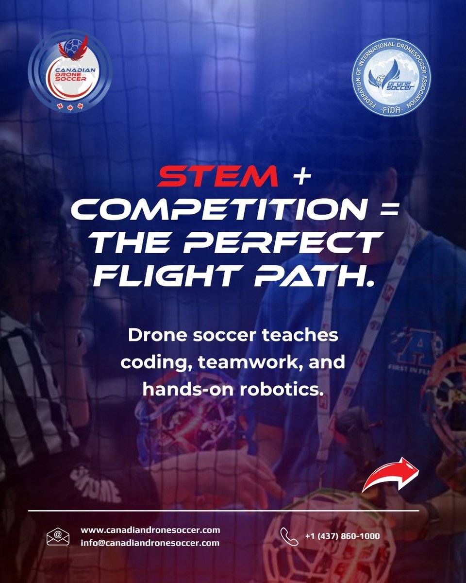 CanadianDrone1's tweet photo. What is Drone Soccer?
It’s the future of sports where pilots fly high-tech drones inside protective spheres, competing to score goals in the air!
A thrilling mix of STEM & teamwork
Train. Fly. Score.
#CanadianDroneSoccer #dronesoccer #flythefuture #STEMSports #gameintheair https://t.co/LH6WNFa4Hj