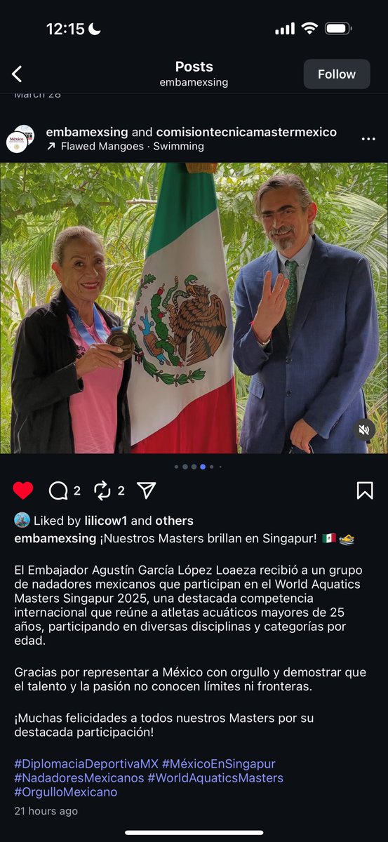 koskilla's tweet photo. Terrible el nulo apoyo que les dan a los másters en Singapur. Como sea, salen adelante con sus propios recursos. Orgullosa de mi madre, Lilia Vaca. Estuvimos tratando que le ayudaran con algo por mínimo que fuera y nadie contestó.
@Claudiashein @conadeoficial @FemexNatacion https://t.co/2GpuJv7PLy