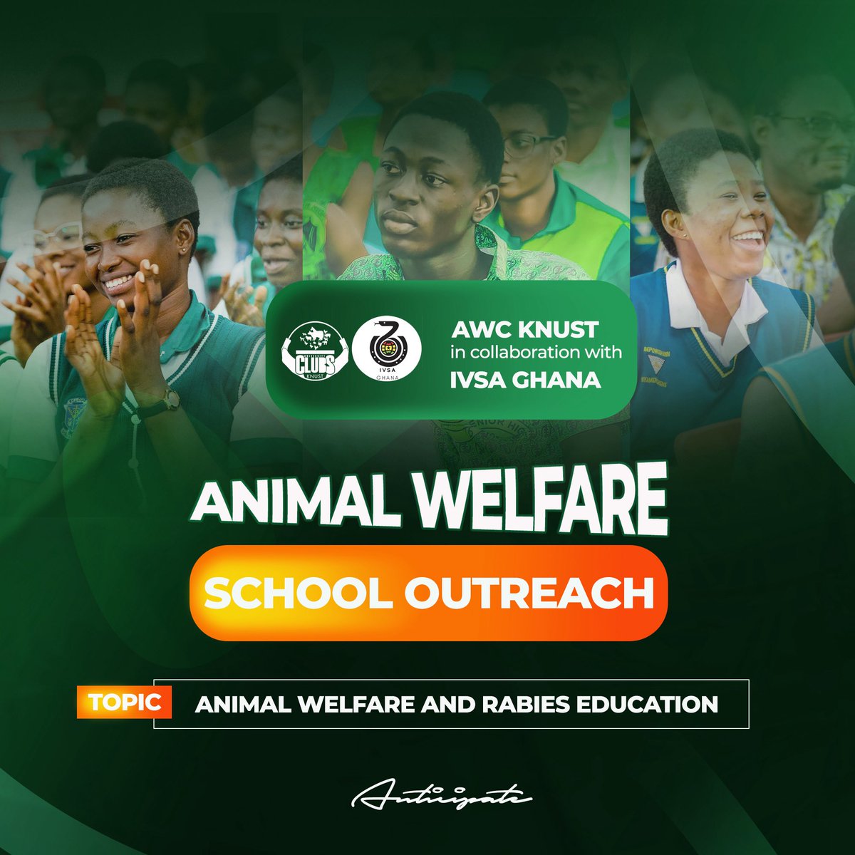 AWC_KNUST's tweet photo. 📣📣📣📣📣📣📣📣📣📣📣

The Animal Welfare Club- KNUST  together with IVSA - GHANA is coming your way with a planned school outreach event that seeks to empower and educate young people about ANIMAL WELFARE and RABIES AWARENESS.

Date will be available soon! 🐇🐣 https://t.co/z3T9OxfacX