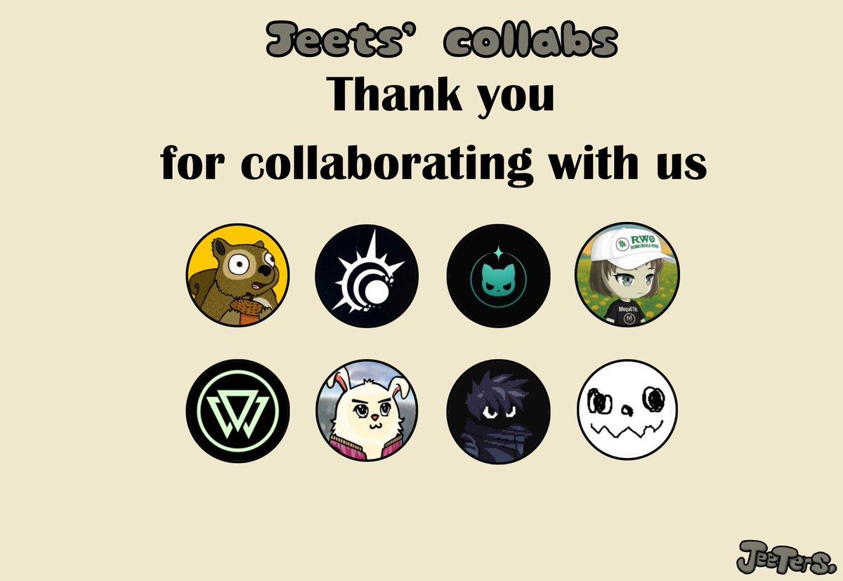 I'm happy to announce our latest Jeets collabs !

-<a href="/nuttardios/">Nuttards</a> - WL
-<a href="/PlayProvidence/">Providence</a> - Early Access
-<a href="/MelioHL/">Melio Hl</a> - WL (GTD)
-<a href="/RemikoNFT/">Remiko ★彡</a> - Testnet, Mainnet (WL)
-<a href="/MegaRebelNFT/">Mega Rebel ∑:</a> - Testnet
-<a href="/maerouniverse/">Maero Universe</a> - WL (GTD,FCFS)
-<a href="/ISRonBTC/">Infinite Shadow Rogues</a> - WL
-@monster_zoku - WL (Not yet)