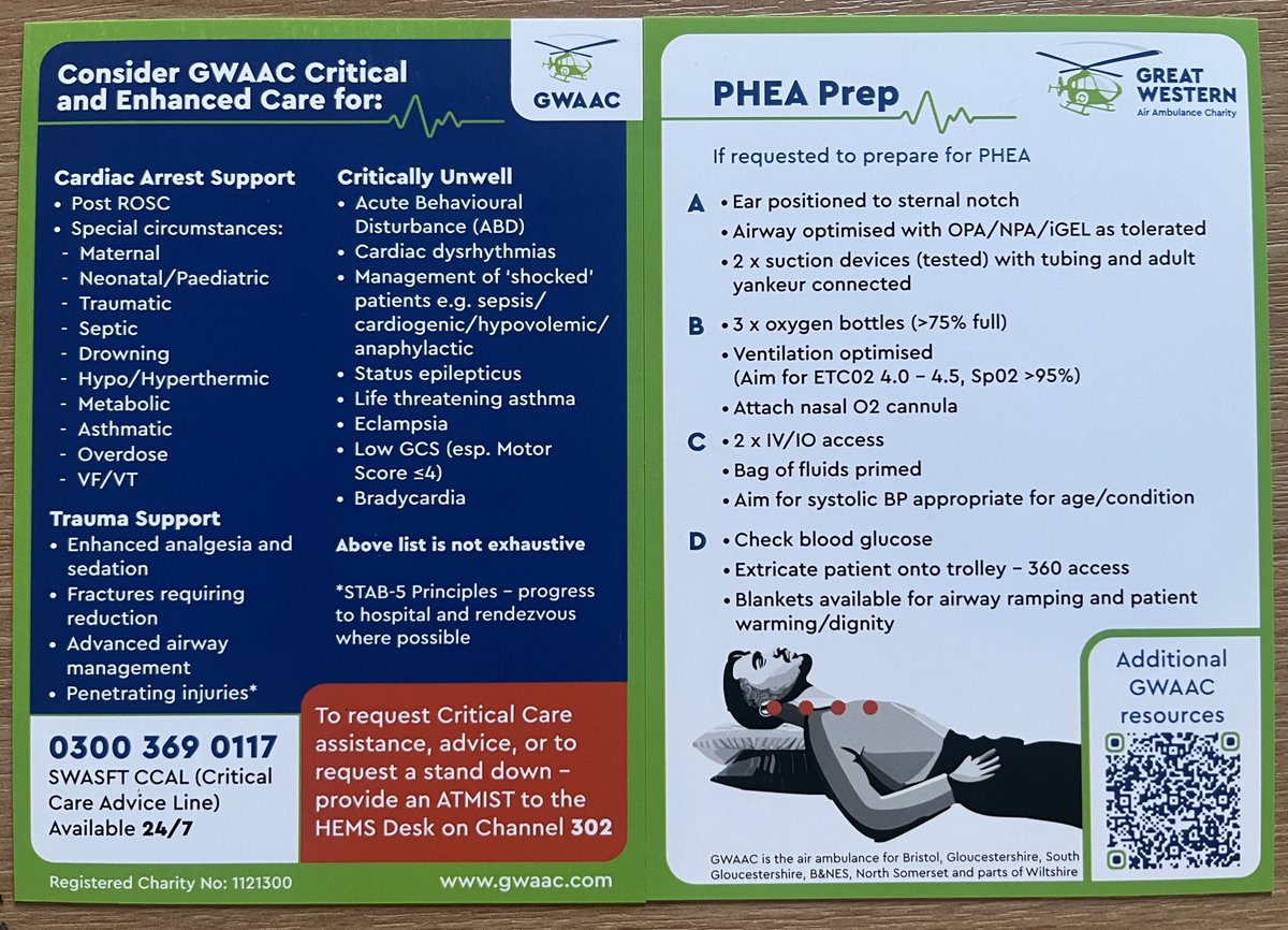 Callum Sutton (@capsutton) on Twitter photo Great to be able to get these <a href="/GWAAC/">Great Western Air Ambulance Charity</a> two sided pocket cards to our local <a href="/swasFT/">South Western Ambulance Service</a> crews. One side looks at how can critical care can help how to get advice. The other an aid guide to help crews prepare patients for critical care arrival, saving time and optimising patient care. Great to be able to get these <a href="/GWAAC/">Great Western Air Ambulance Charity</a> two sided pocket cards to our local <a href="/swasFT/">South Western Ambulance Service</a> crews. One side looks at how can critical care can help how to get advice. The other an aid guide to help crews prepare patients for critical care arrival, saving time and optimising patient care.