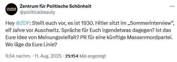 Diese Typen vom "Zentrum für politische Schönheit" haben wirklich ein kapitales psychisches Problem!🙄