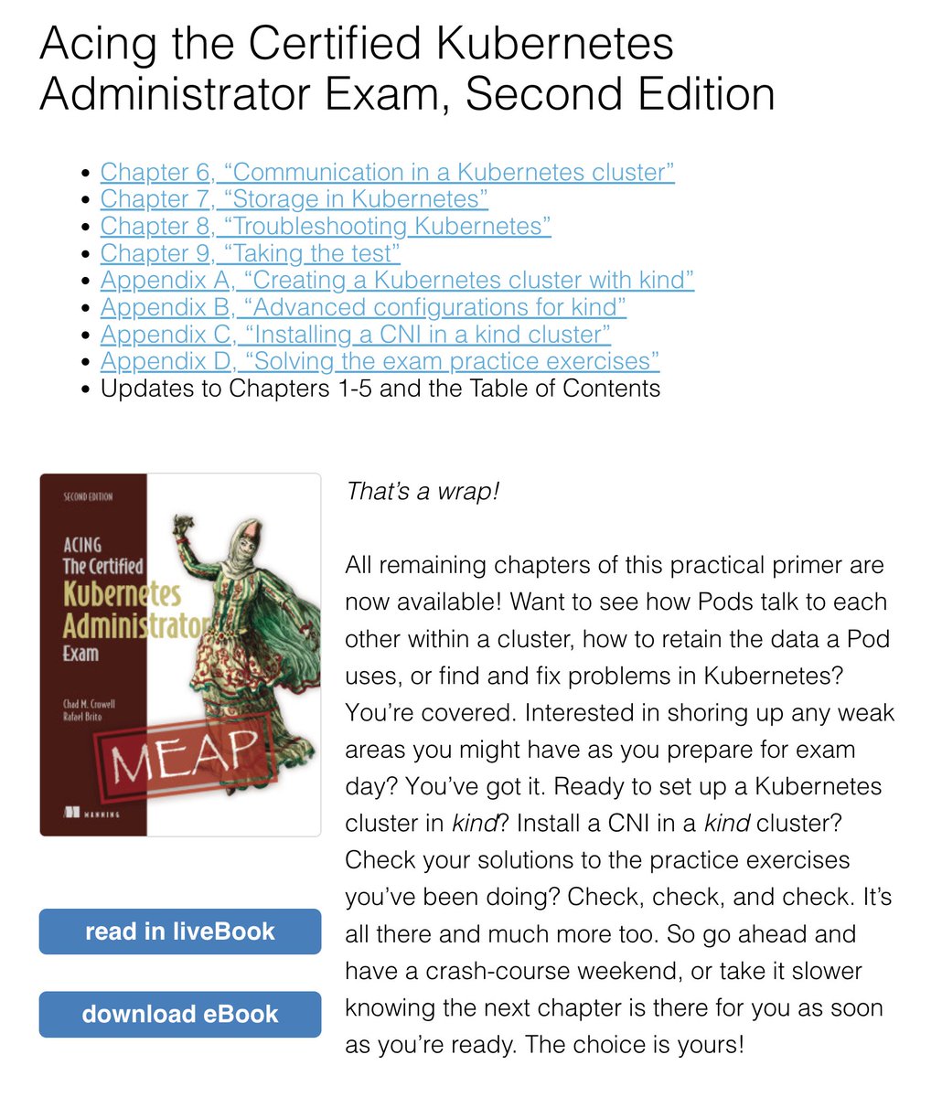 🚀 The rest of the chapters for "Acing the Certified Kubernetes Administrator Exam: 2nd Ed." are here!

✅ Finish reading
✅ Do the hands-on exercises
✅ #AcingTheCKA

Don’t have the book yet? 👉 acingthecka.com

#Kubernetes #K8s #DevOps #CloudNative

<a href="/rafaelbrito/">Rafael Brito</a>