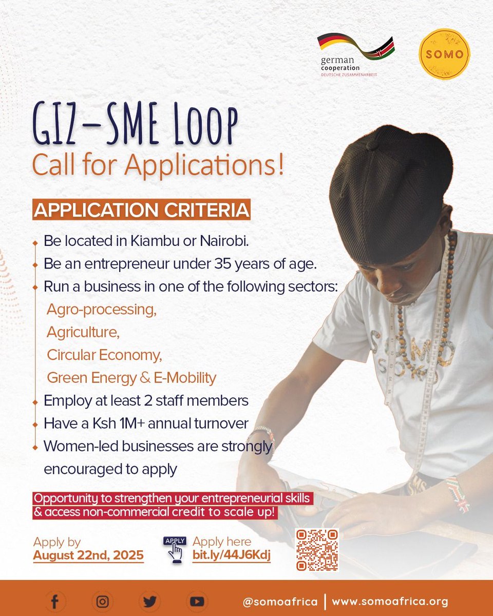 ♻Attention Waste Value Chain Actors!
The GIZ–SME Loop Program is now accepting applications! This initiative, in partnership with GFA Consulting Group GmbH, will equip entrepreneurs with:
✅ Tailored business management support
✅ Access to green finance
✅ A stronger enabling