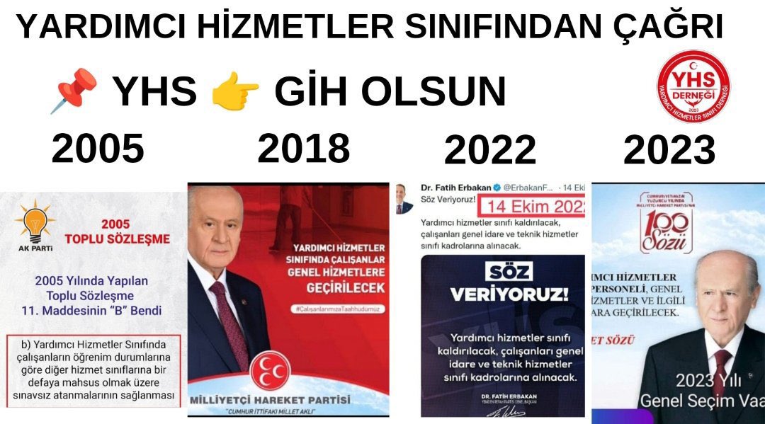 🪦Çağ dışı kalmış YHS Tarih Olsun İstiyoruz. 
🖥️Eğitim Durumuna Göre Genel İdare Hizmet Sınıfına geçirilsin..

#YardımcıHizmetlerSınıfı
<a href="/RTErdogan/">Recep Tayyip Erdoğan</a>
<a href="/dbdevletbahceli/">Devlet Bahçeli</a>
@ErbakanFatih
<a href="/isikhanvedat/">Prof. Dr. Vedat Işıkhan</a>
<a href="/memetsimsek73/">mehmetsims</a>