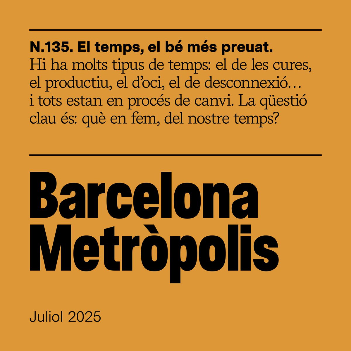 Time Use Initiative - català (@timeuseinit_cat) on Twitter photo ⏰ El temps, el bé més preuat - barcelona.cat/metropolis/ca/…
👉El darrer número de Barcelona Metròpolis analitza els usos que fem del nostre temps.
<a href="/MartaJunque/">Marta Junqué Surià</a>, directora de la TUI, ha contribuït en el debat amb l'article "Polítiques del temps, una eina d'innovació urbana". ⏰ El temps, el bé més preuat - barcelona.cat/metropolis/ca/…
👉El darrer número de Barcelona Metròpolis analitza els usos que fem del nostre temps.
<a href="/MartaJunque/">Marta Junqué Surià</a>, directora de la TUI, ha contribuït en el debat amb l'article "Polítiques del temps, una eina d'innovació urbana".