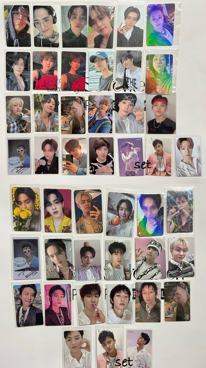 bongbongiiie's tweet photo. WTS QUITTING SALE SEVENTEEN WHOLE SET / HATIAN (Take All To Push)

- 590 ea ratio to 3rd pic, + 1 to steal
- x sensi
- 50k whole set
- svt pob ld fansign pc dome 

qs scoups noot jeonghan sugat dibdib shua jun shades lalali mingyu wonwoo sando hao always yours shohi stf kulto https://t.co/lUDHZs5AqM