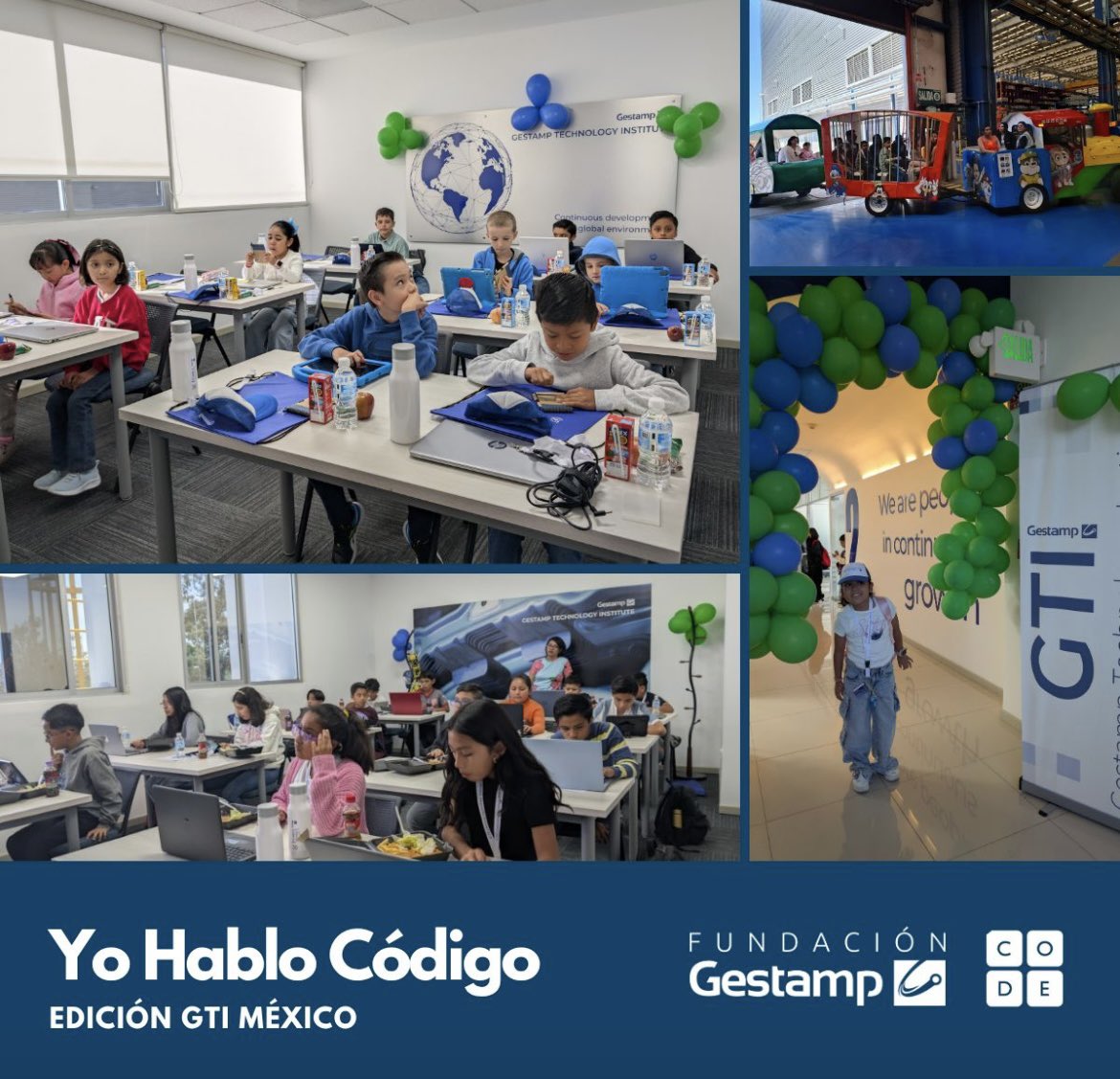 GeneracionCode's tweet image. Durante dos semanas, el centro de formación Gestamp Technology Institute en Puebla (México) acogió por primera vez el bootcamp Yo Hablo Código, una iniciativa en colaboración con Code.org que acerca la programación a niños y niñas de 8 a 12 años.
#fundaciongestamp