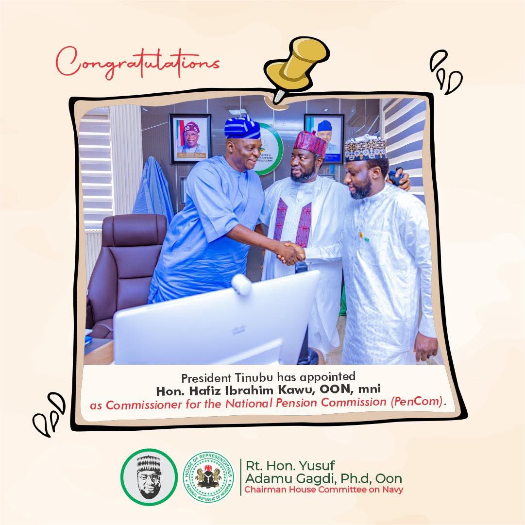 Yusuf Adamu Gagdi, PhD, OON (@yusufadamugagdi) on Twitter photo It is with great pleasure and heartfelt admiration that I extend my warmest congratulations to Hon. Hafiz Kawu, OON, <a href="/HonHafizKawu/">Hafiz Ibrahim Kawu, OON, mni</a> on your well-deserved appointment as Commissioner for the National Pension Commission (PenCom).
Your appointment is a testament to your unwavering It is with great pleasure and heartfelt admiration that I extend my warmest congratulations to Hon. Hafiz Kawu, OON, <a href="/HonHafizKawu/">Hafiz Ibrahim Kawu, OON, mni</a> on your well-deserved appointment as Commissioner for the National Pension Commission (PenCom).
Your appointment is a testament to your unwavering