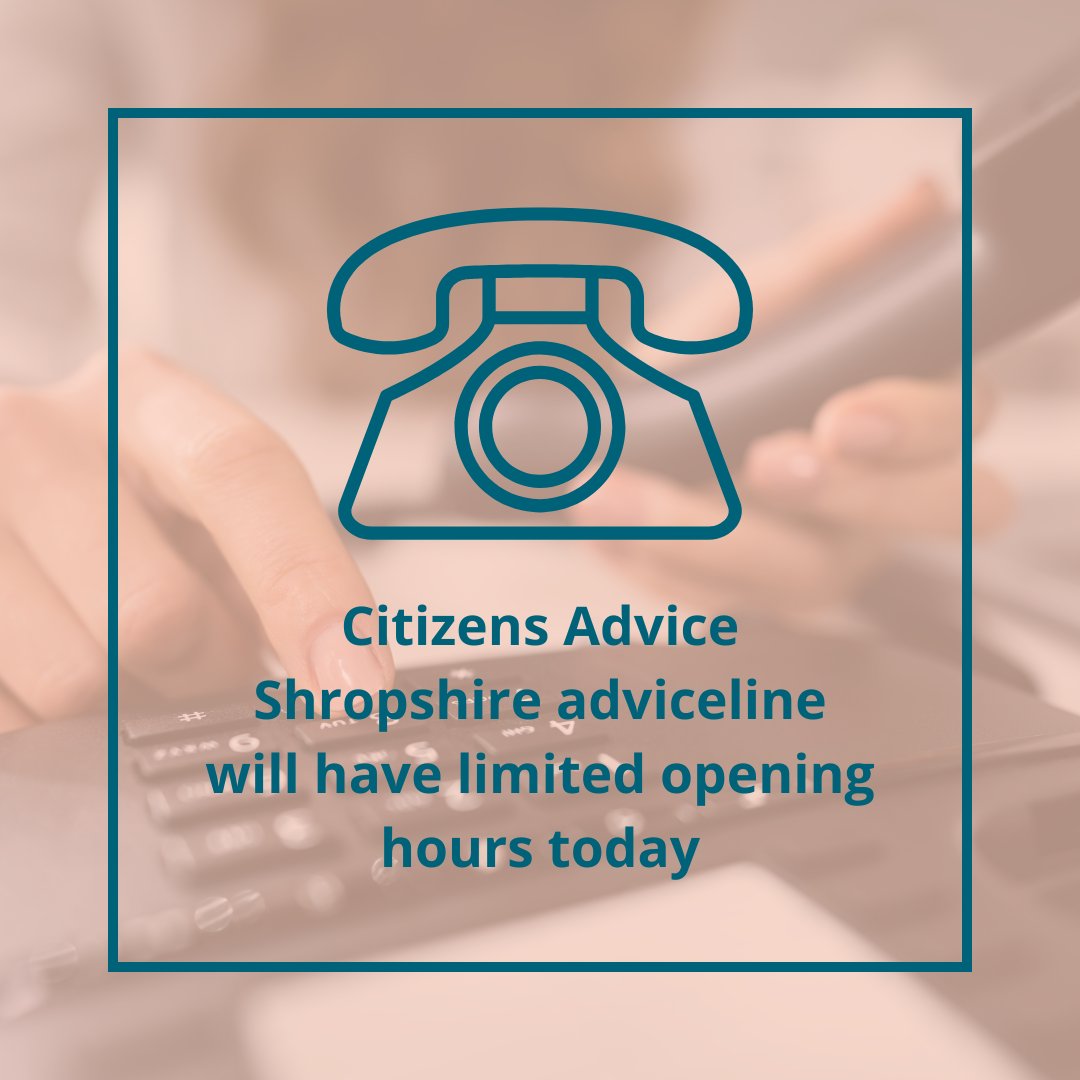 Our adviceline service will be closed from 1pm today due to a staff meeting. Information can still be found online: citizensadvice.org.uk