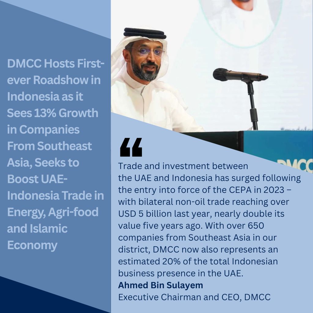 DMCC Hosts First-ever Roadshow in #Indonesia as it Sees 13% Growth in Companies From #SoutheastAsia, Seeks to Boost UAE-Indonesia Trade in Energy, Agri-food and Islamic Economy

<a href="/Kadin_Indonesia/">Kadin Indonesia</a>
<a href="/DMCCAuthority/">DMCC</a>

#Dubai #Business #Investment
#UAE
infoblaze.com/news/details/1…