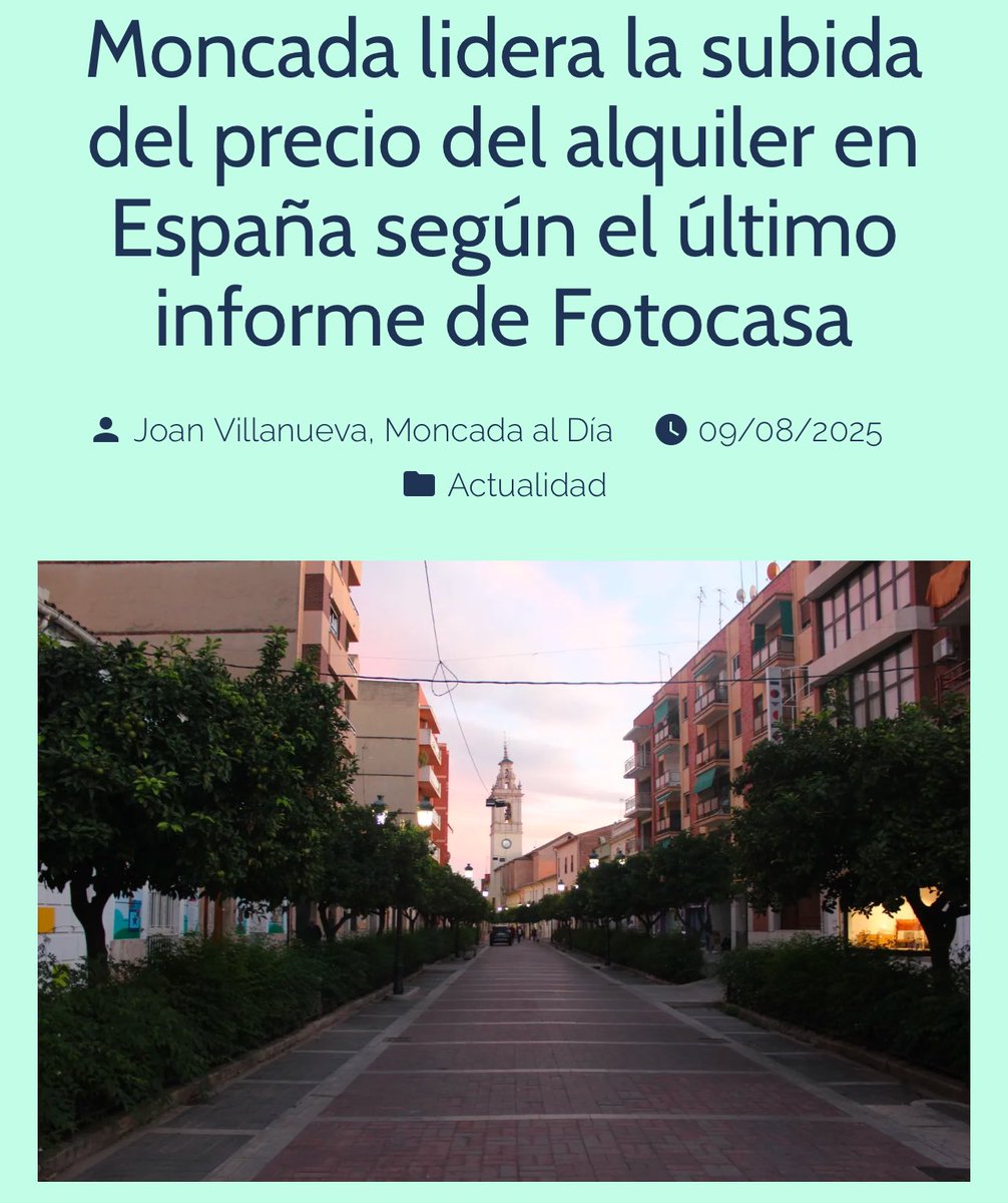 Molts de vosaltres m'heu parlat després de veure esta notícia.

Montcada és el municipi d'Espanya que lidera l'increment del preu del lloguer, segons <a href="/fotocasa/">fotocasa 📸🏠</a>.

Però, què està passant a Montcada? Òbric fil 🧵