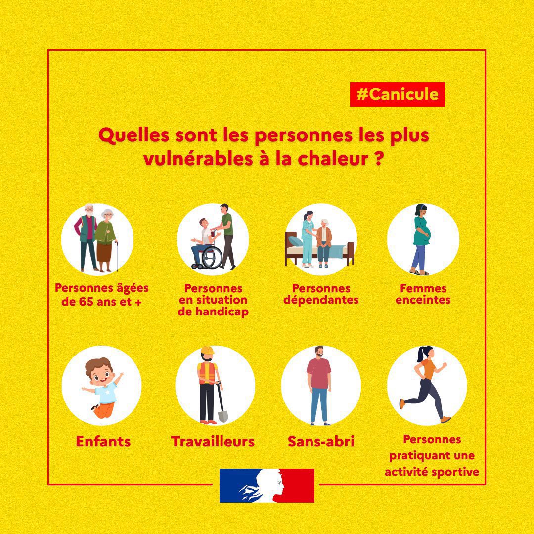 Préfecture de la région Hauts-de-France et du Nord (@prefet59) on Twitter photo ⚠️🟠 #VigilanceOrange #Canicule 
Les personnes les plus vulnérables sont les plus exposées aux effets de la chaleur : 
✅ Prenez régulièrement des nouvelles
✅ Assurez-vous qu’elles s’hydratent et restent au frais
✅ Prévenez les professionnels de santé en cas de besoin
🤝 Un ⚠️🟠 #VigilanceOrange #Canicule 
Les personnes les plus vulnérables sont les plus exposées aux effets de la chaleur : 
✅ Prenez régulièrement des nouvelles
✅ Assurez-vous qu’elles s’hydratent et restent au frais
✅ Prévenez les professionnels de santé en cas de besoin
🤝 Un
